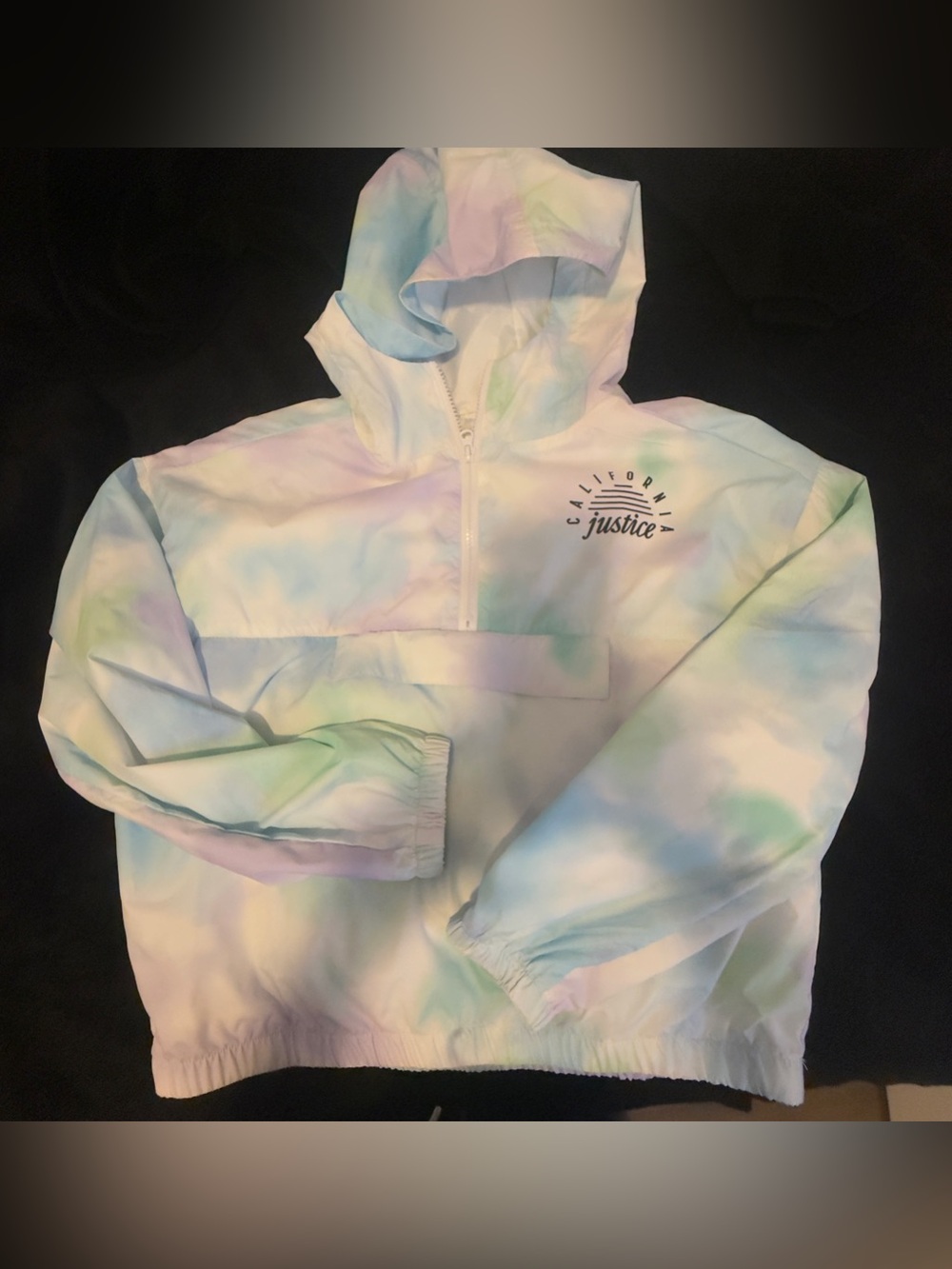 Justice Pastel Tie-Dye Half-Zip Hoodie in Pink, Blue & Green